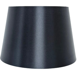 Britalia BRL12SATINDR/BLK 12" Shiny Black Satin and White Inner Rolled Edge Vintage Tapered Drum Lamp Shade