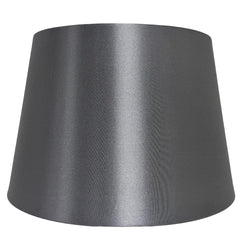 Britalia BRL12SATINDR/GRY 12" Shiny Grey Satin and White Inner Rolled Edge Vintage Tapered Drum Lamp Shade