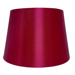 Britalia BRL12SATINDR/RED 12" Shiny Red Satin and White Inner Rolled Edge Vintage Tapered Drum Lamp Shade