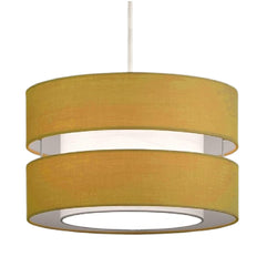 Britalia BRL30LAYEROCH/PEN Ochre Yellow Cotton Fabric Double Layer Retro Easy Fit Drum Lampshade