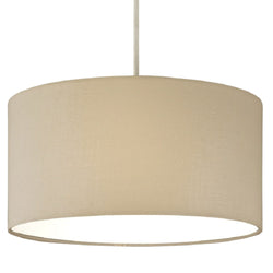 Cream Cotton Modern Easy Fit Round Drum Lampshade with White Diffuser 30cm