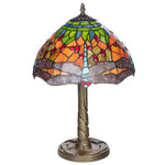 8" Dragonfly Multicolour Tiffany Glass Vintage Dome Table Lamp 35cm