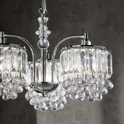 Crystal chandelier with clear glass and metal with crystal droplets