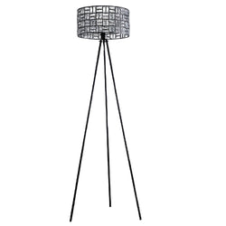 Britalia BRLBRONX/FL Matt Black Modern Floor Lamp With Acrylic Glass Drum Shade - 151cm Height