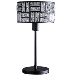 Britalia BRLBRONX/TL Matt Black Modern Table Lamp With Acrylic Glass Drum Shade - 33cm Height