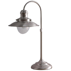 Britalia BRLCHESTERSN/TL Satin Nickel and Clear Glass Industrial Fisherman Table Lamp