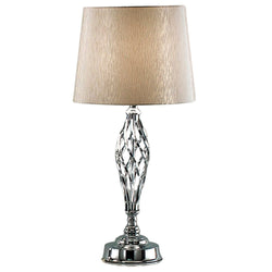 Polished Chrome Barley Twist Vintage Table Lamp with Gold Shimmer Shade 62cm
