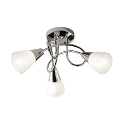 Britalia BRLDIONECHR/3LT Polished Chrome Swirl with Opal Shades Modern 3 Lamp Semi Flush Ceiling Light