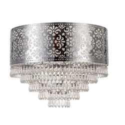 Britalia BRLEMILYCHR/PEN Chrome and Clear Acrylic Crystal Vintage Moroccan Easy Fit Chandelier Pendant Shade