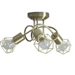 Britalia BRLJUNOAB/3LT Antique Brass Swirl Vintage Cage 3 Lamp Semi Flush Ceiling Light