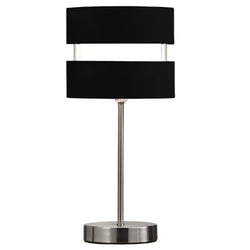 Britalia BRLLAYERBLK/TLWS Satin Nickel Table Desk Lamp with Black Layered Fabric Shade - 38cm Height