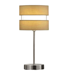 Britalia BRLLAYEROCH/TLWS Satin Nickel Table Desk Lamp with Ochre Yellow Layered Fabric Shade - 38cm Height