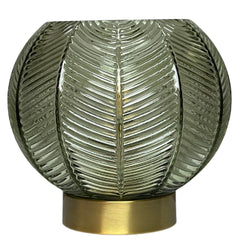 Britalia BRLLEAFGREEN/TL Antique Gold &amp; Green Ribbed Glass Vintage Globe Table Lamp