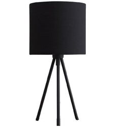 Britalia BRLLEENABLK/TL Black Metal Modern Tripod Desk Lamp with Black Cotton Drum Shade