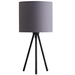 Britalia BRLLEENAGRY/TL Black Metal Modern Tripod Desk Lamp with Grey Cotton Drum Shade