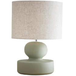 Britalia BRLLIAGREEN/TLWS Green Ceramic Sculpture Modern Table Lamp with Beige Linen Shade 