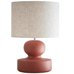 Britalia BRLLIARED/TLWS Red Ceramic Sculpture Modern Table Lamp with Beige Linen Shade