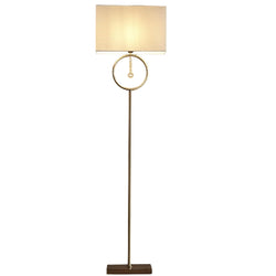 Britalia BRLLIZZYAB/FLWS Antique Brass & Crystal Modern Floor Lamp with Cream Rectangular Drum Shade