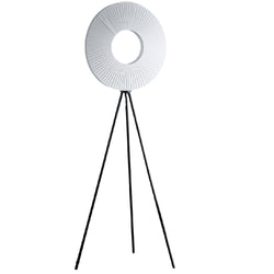 Britalia BRLRILEY/FL LED Black and White Modern Tripod Floor Lamp with Sculptural Ring Shade