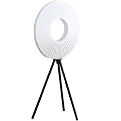 Britalia LRILEY/TL LED Black and White Modern Tripod Table Lamp with Sculptural Ring Shade - 80cm Height