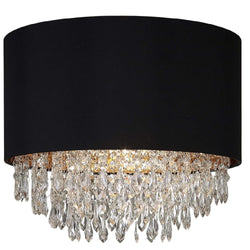Britalia BRLWAVERLYBLK/PEN Black and Gold with Acrylic Crystal Droplets Vintage Easy Fit Chandelier Pendant Shade - 38cm Diameter